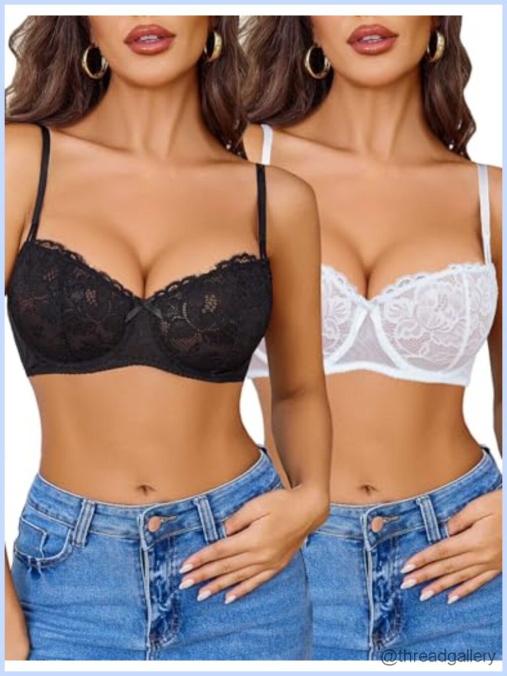 Sexy Lace Bra Balconette Underwire Unlined Everyday Bras Lingerie